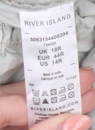 River Island Women’s Light Grey Cargo Trousers Size 18 Cotton