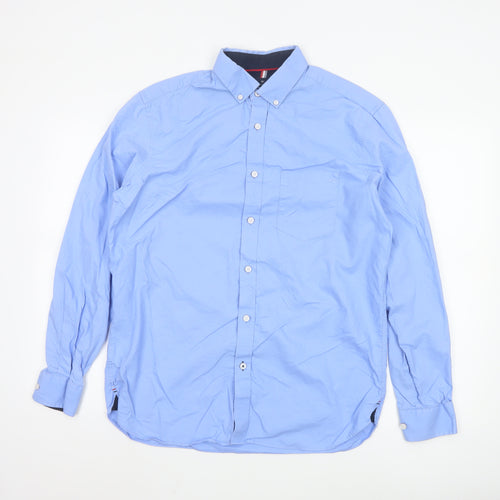 Marks and Spencer Blue Harbour Men's Blue Regular Fit Button-Up Shirt M