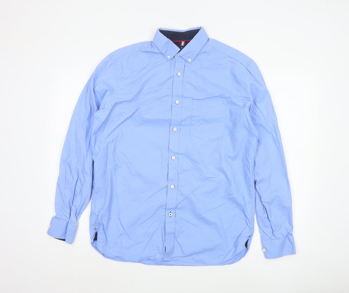 Marks and Spencer Blue Harbour Men's Blue Regular Fit Button-Up Shirt M