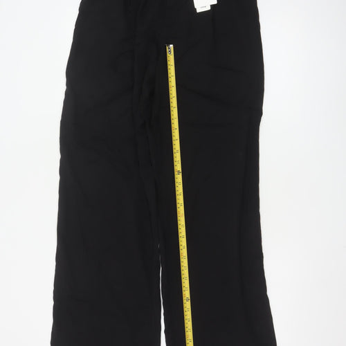 ZARA Women Black Wide-Leg Trousers Size S Lyocell Blend