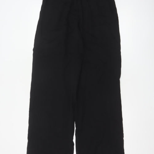 ZARA Women Black Wide-Leg Trousers Size S Lyocell Blend