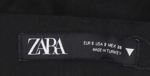 ZARA Women Black Wide-Leg Trousers Size S Lyocell Blend