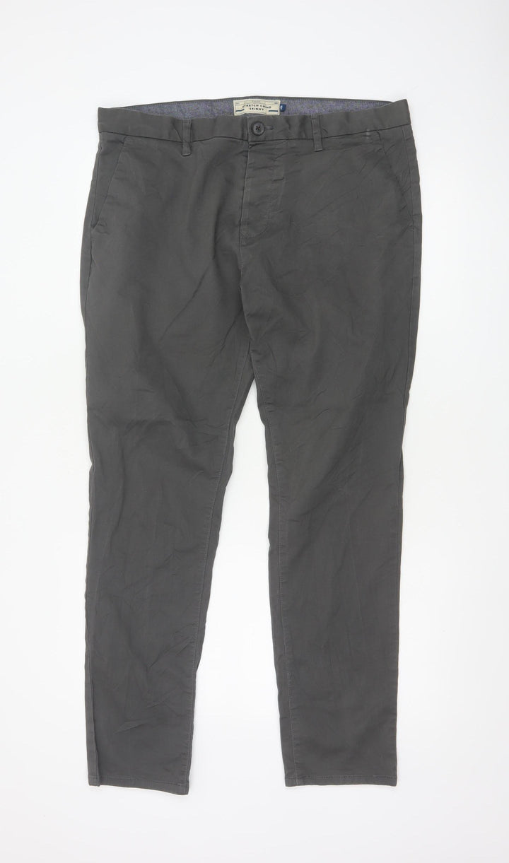 Next Men's Grey Chino Trousers Size L 36x31 Regular Fit