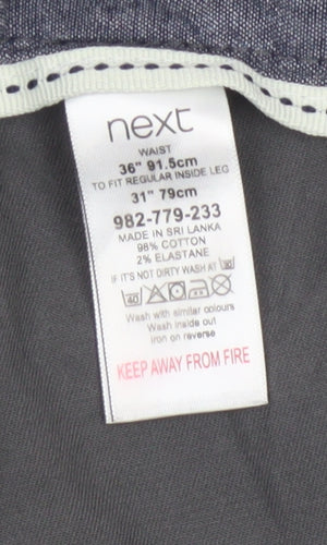 Next Men's Grey Chino Trousers Size L 36x31 Regular Fit