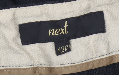 Next Women Black Linen Cotton Cropped Trousers Size 12 Regular