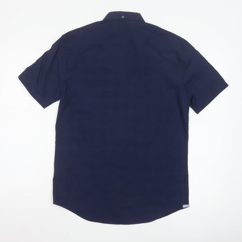 Marks and Spencer Blue Harbour Men's Blue Short Sleeve Cotton Button-Up Shirt Size S