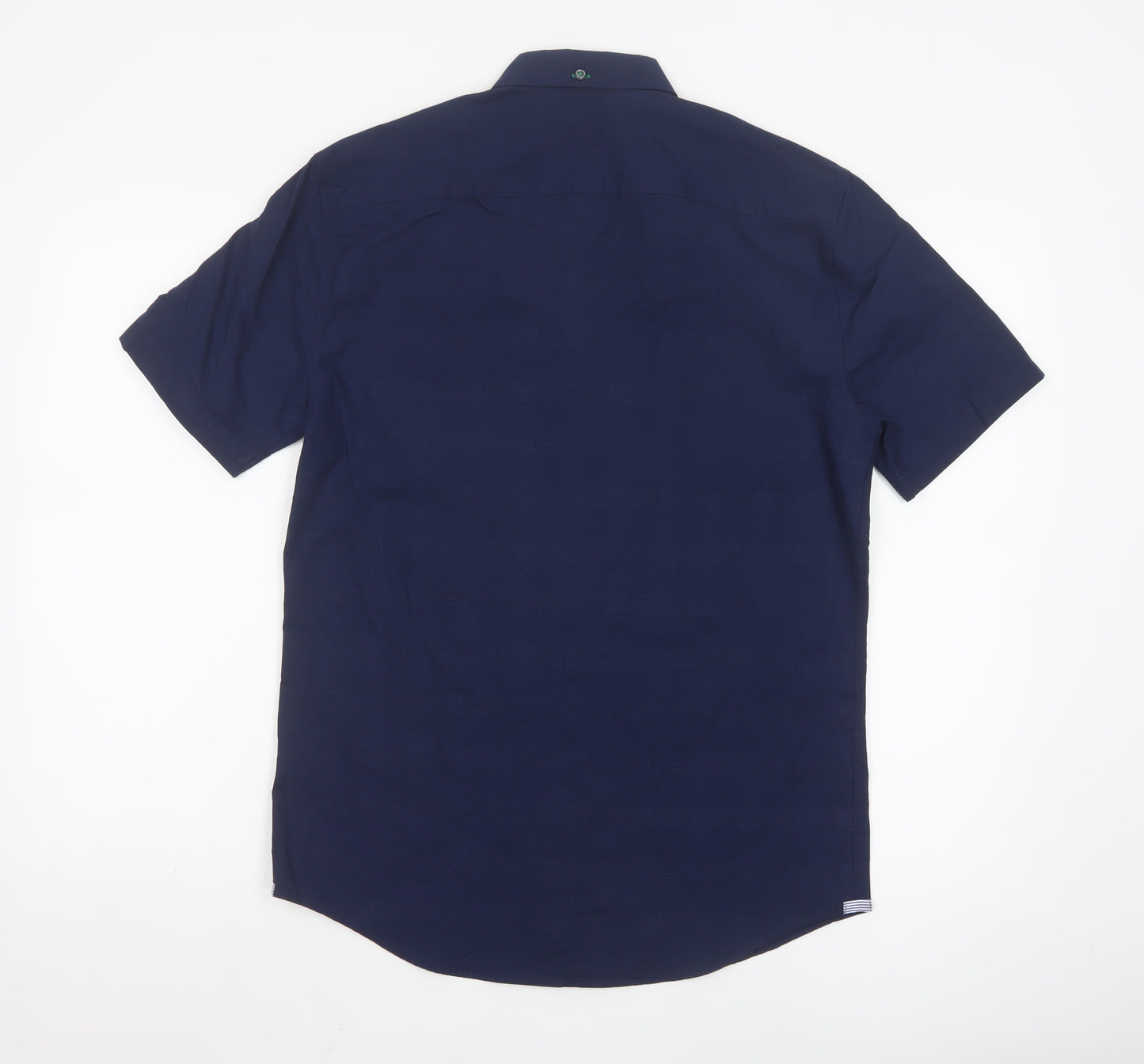 Marks and Spencer Blue Harbour Men's Blue Short Sleeve Cotton Button-Up Shirt Size S