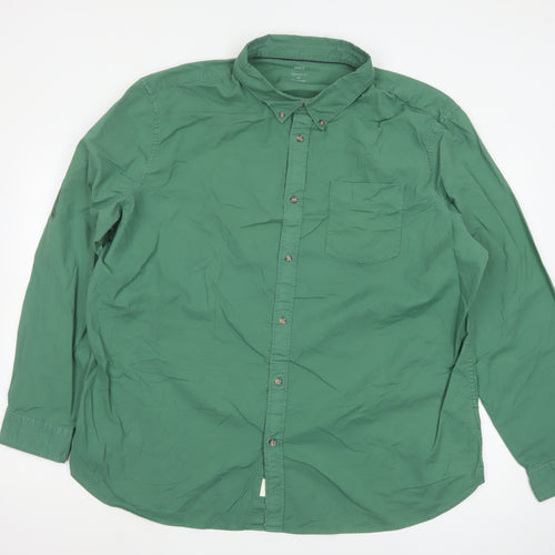 Marks and Spencer Men's Green Regular Fit 3XL Cotton Button-Up Shirt