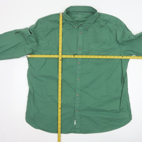 Marks and Spencer Men's Green Regular Fit 3XL Cotton Button-Up Shirt