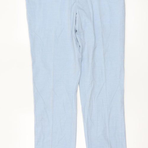 Marks and Spencer Men's Blue Slim Fit Dress Pants 34L