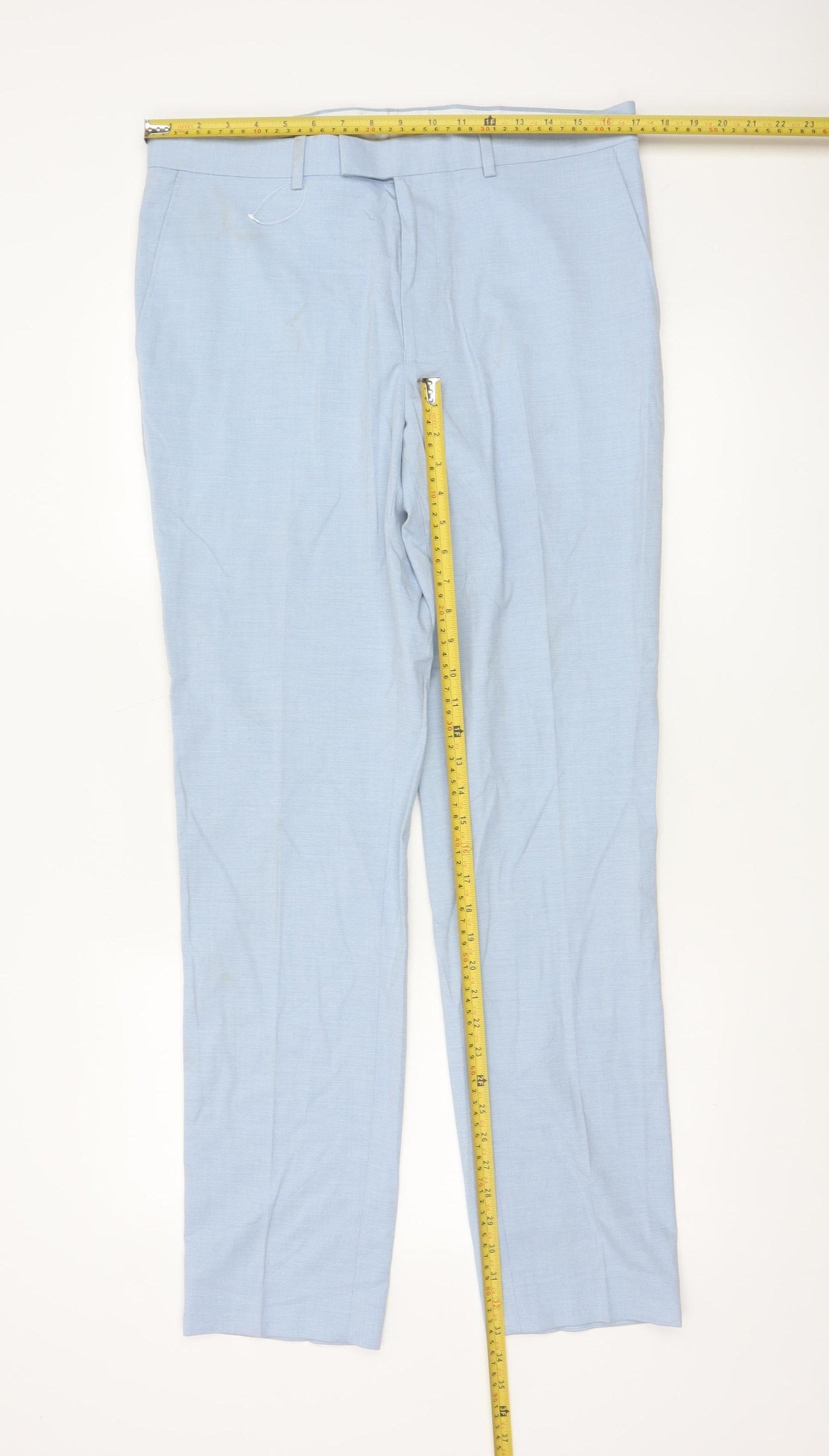 Marks and Spencer Men's Blue Slim Fit Dress Pants 34L