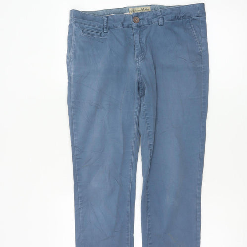Fat Face Women Blue Cotton Chino Trousers Size 12 Casual Straight
