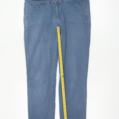 Fat Face Women Blue Cotton Chino Trousers Size 12 Casual Straight