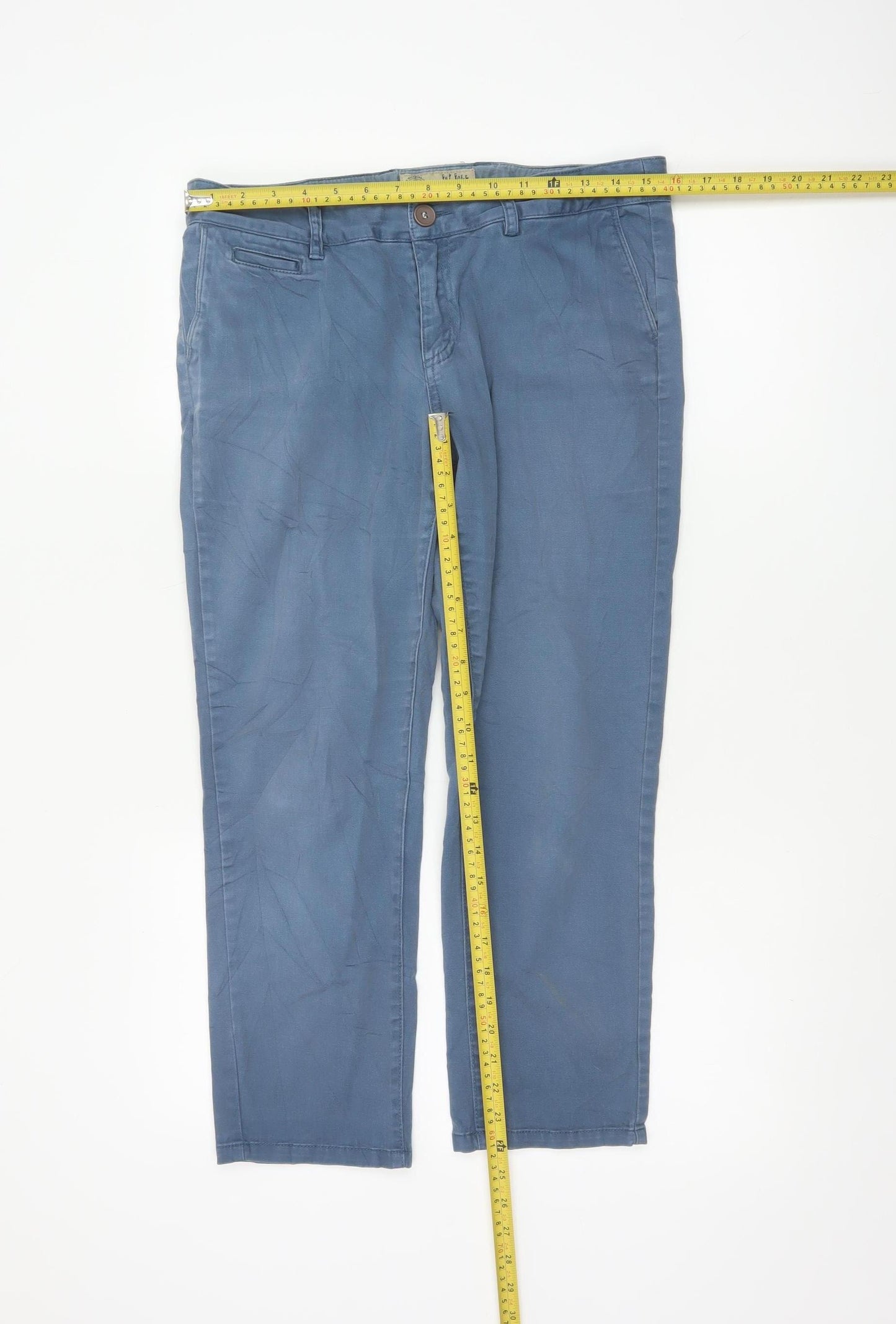 Fat Face Women Blue Cotton Chino Trousers Size 12 Casual Straight