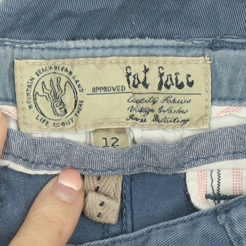 Fat Face Women Blue Cotton Chino Trousers Size 12 Casual Straight