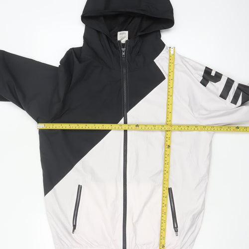 Victoria's Secret PINK Women's XS Black White Hooded Windbreaker Jacket