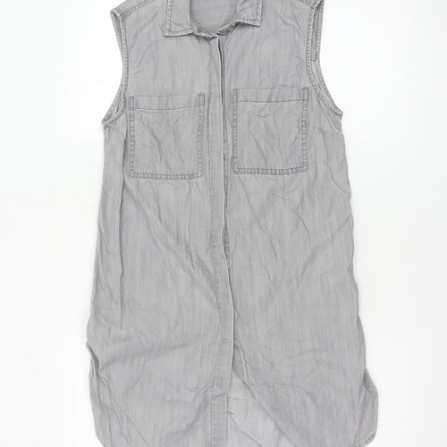 Marks and Spencer Women's Grey Lyocell Sleeveless Shirt Dress Size 8
