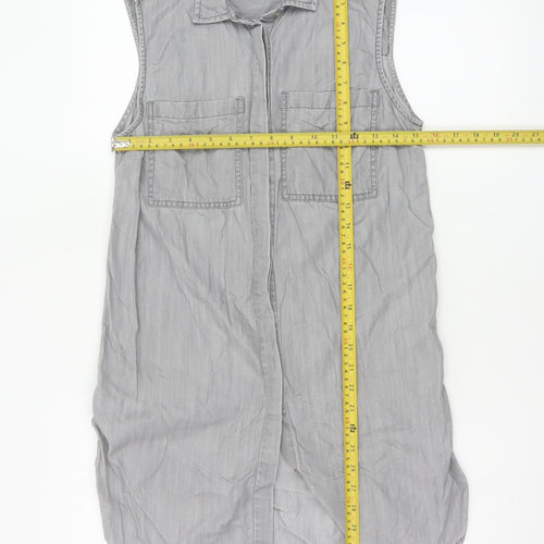 Marks and Spencer Women's Grey Lyocell Sleeveless Shirt Dress Size 8