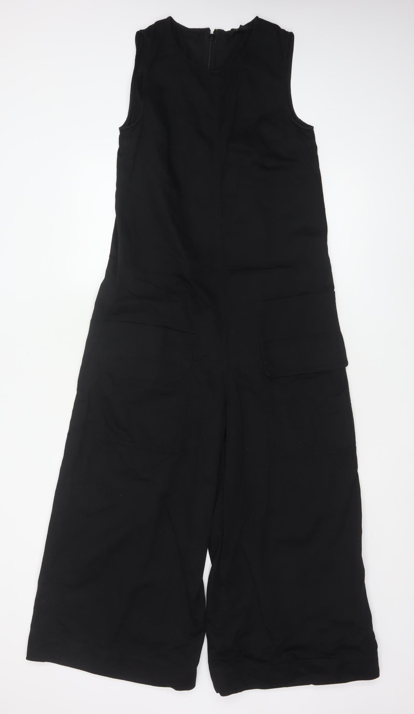 COS Womens Black Sleeveless Wide-Leg Jumpsuit Size 8 Linen Blend