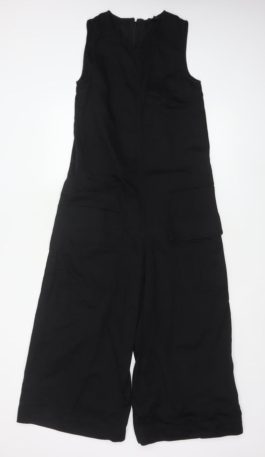 COS Womens Black Sleeveless Wide-Leg Jumpsuit Size 8 Linen Blend
