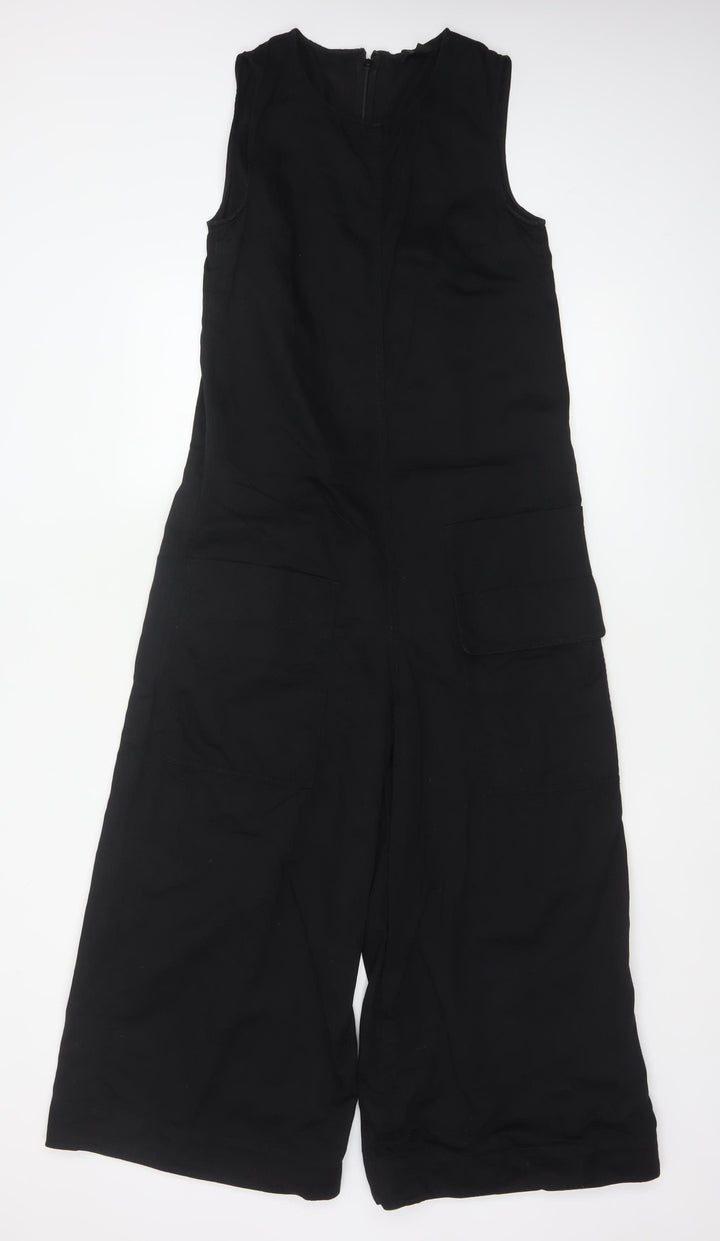 COS Womens Black Sleeveless Wide-Leg Jumpsuit Size 8 Linen Blend