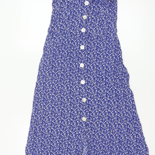 & Other Stories Women Blue Floral Viscose A-Line Midi Dress Size 6