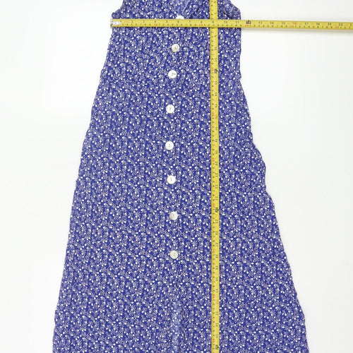 & Other Stories Women Blue Floral Viscose A-Line Midi Dress Size 6