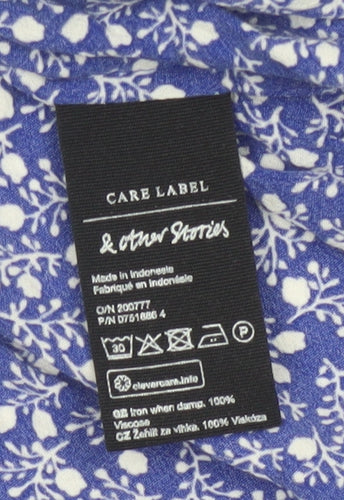 & Other Stories Women Blue Floral Viscose A-Line Midi Dress Size 6