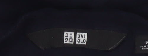 Uniqlo Women Blue Midi Shirt Dress M 3/4 Sleeve Button Classic Style