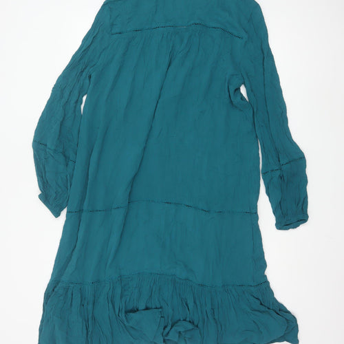 AND/OR Women’s Green Viscose Bohemian Long Sleeve Dress Size 8