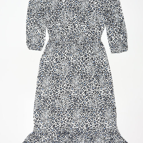 Sosandar Women’s Multicoloured Leopard Print Knee Length Fit & Flare Dress Size 10