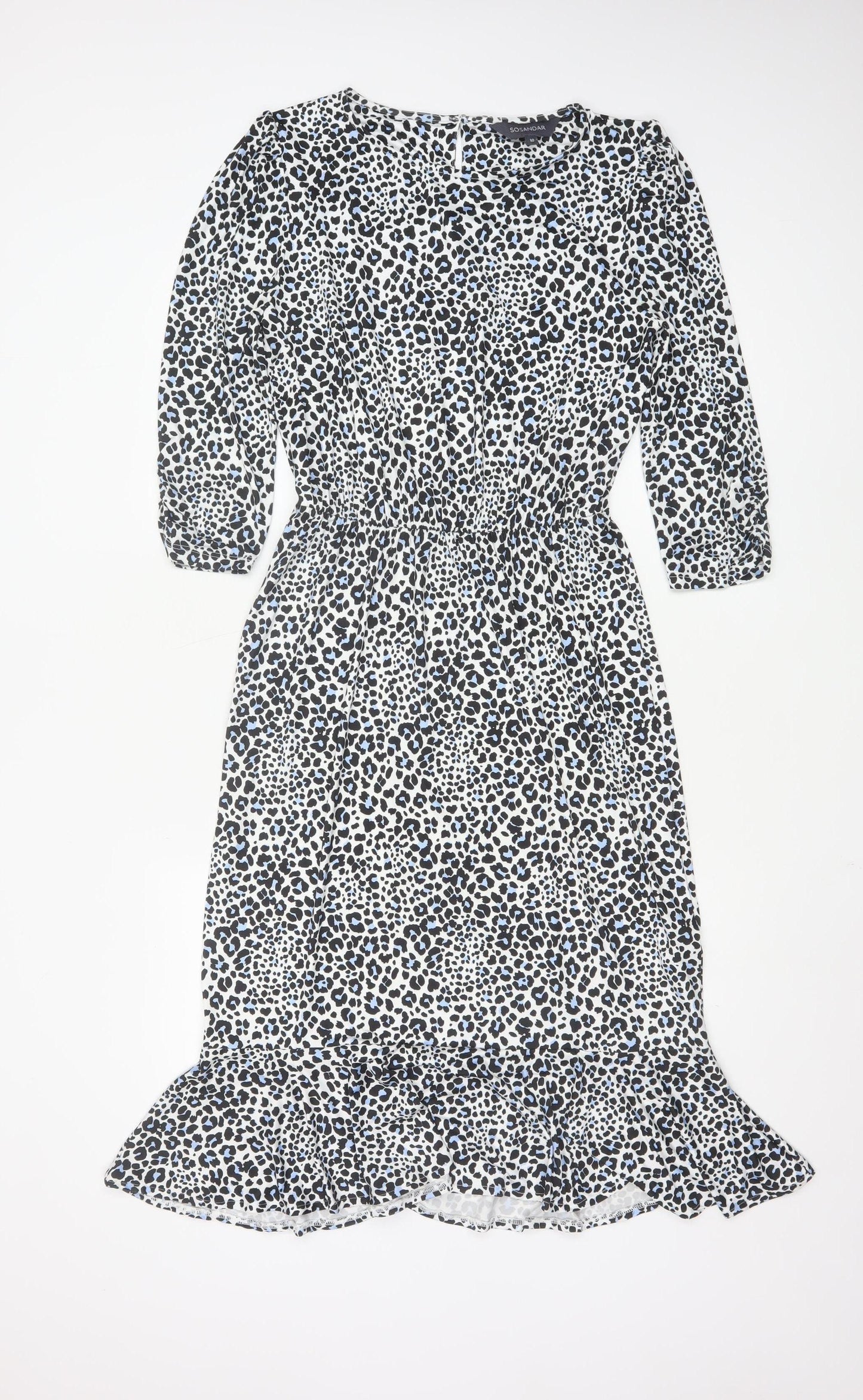 Sosandar Women’s Multicoloured Leopard Print Knee Length Fit & Flare Dress Size 10