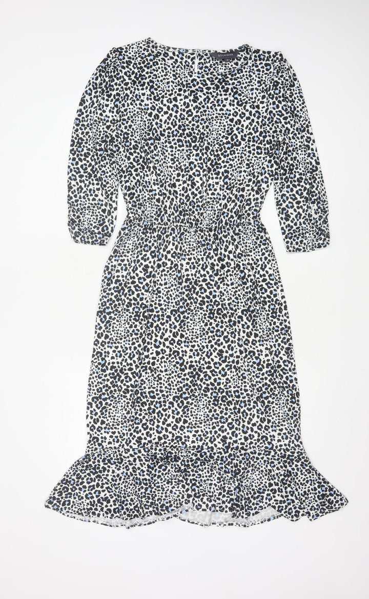 Sosandar Women’s Multicoloured Leopard Print Knee Length Fit & Flare Dress Size 10
