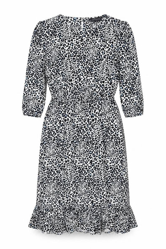 Front view of Sonsandar Women’s Multicoloured Leopard Print Knee Length Fit & Flare Dress, size UK 10
