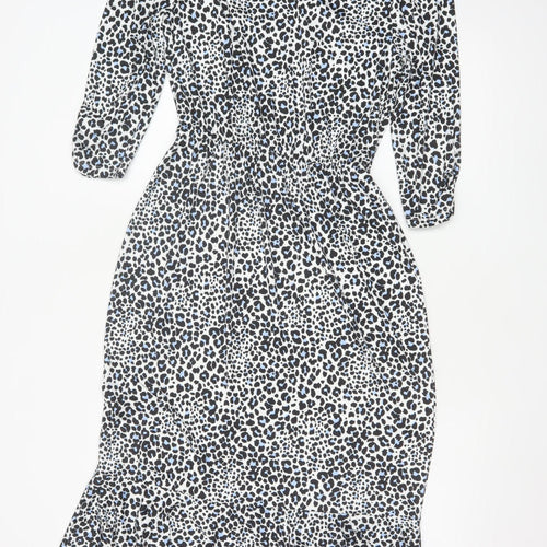 Sosandar Women’s Multicoloured Leopard Print Knee Length Fit & Flare Dress Size 10