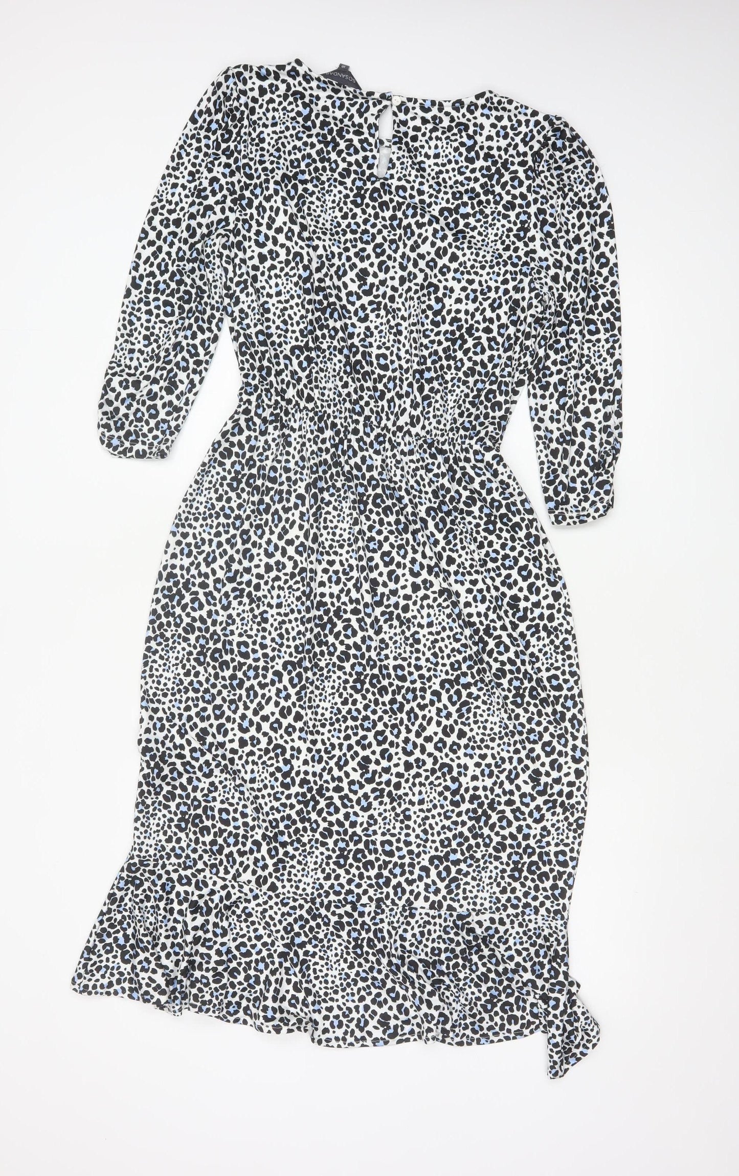 Sosandar Women’s Multicoloured Leopard Print Knee Length Fit & Flare Dress Size 10