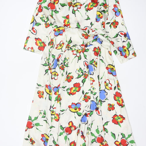 ASOS Women’s Multicoloured Floral Midi Wrap Dress Size 8