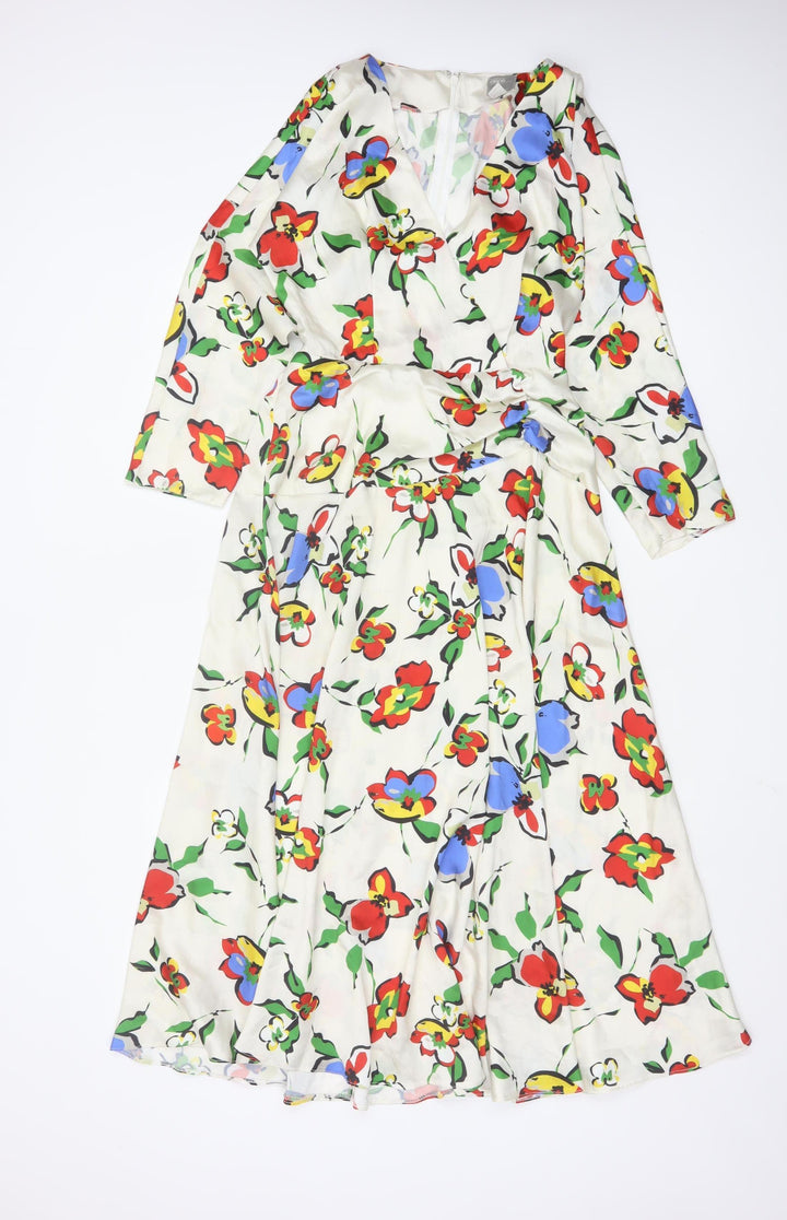 ASOS Women’s Multicoloured Floral Midi Wrap Dress Size 8
