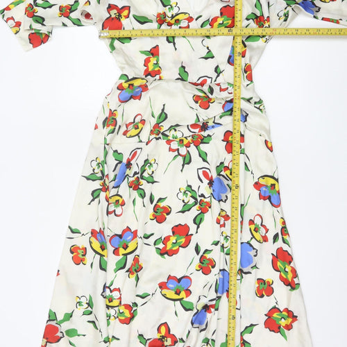 ASOS Women’s Multicoloured Floral Midi Wrap Dress Size 8