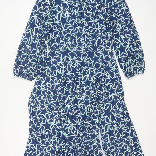 Oasis Women’s Blue Star Print Fit & Flare Knee Length Dress Size S