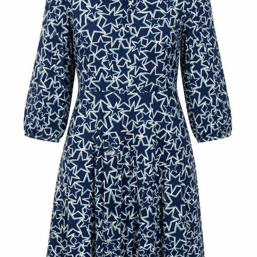 Oasis Women’s Blue Star Print Fit & Flare Knee Length Dress Size S