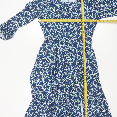 Oasis Women’s Blue Star Print Fit & Flare Knee Length Dress Size S