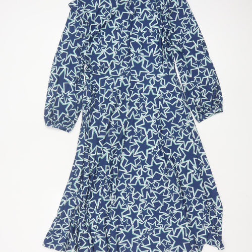 Oasis Women’s Blue Star Print Fit & Flare Knee Length Dress Size S