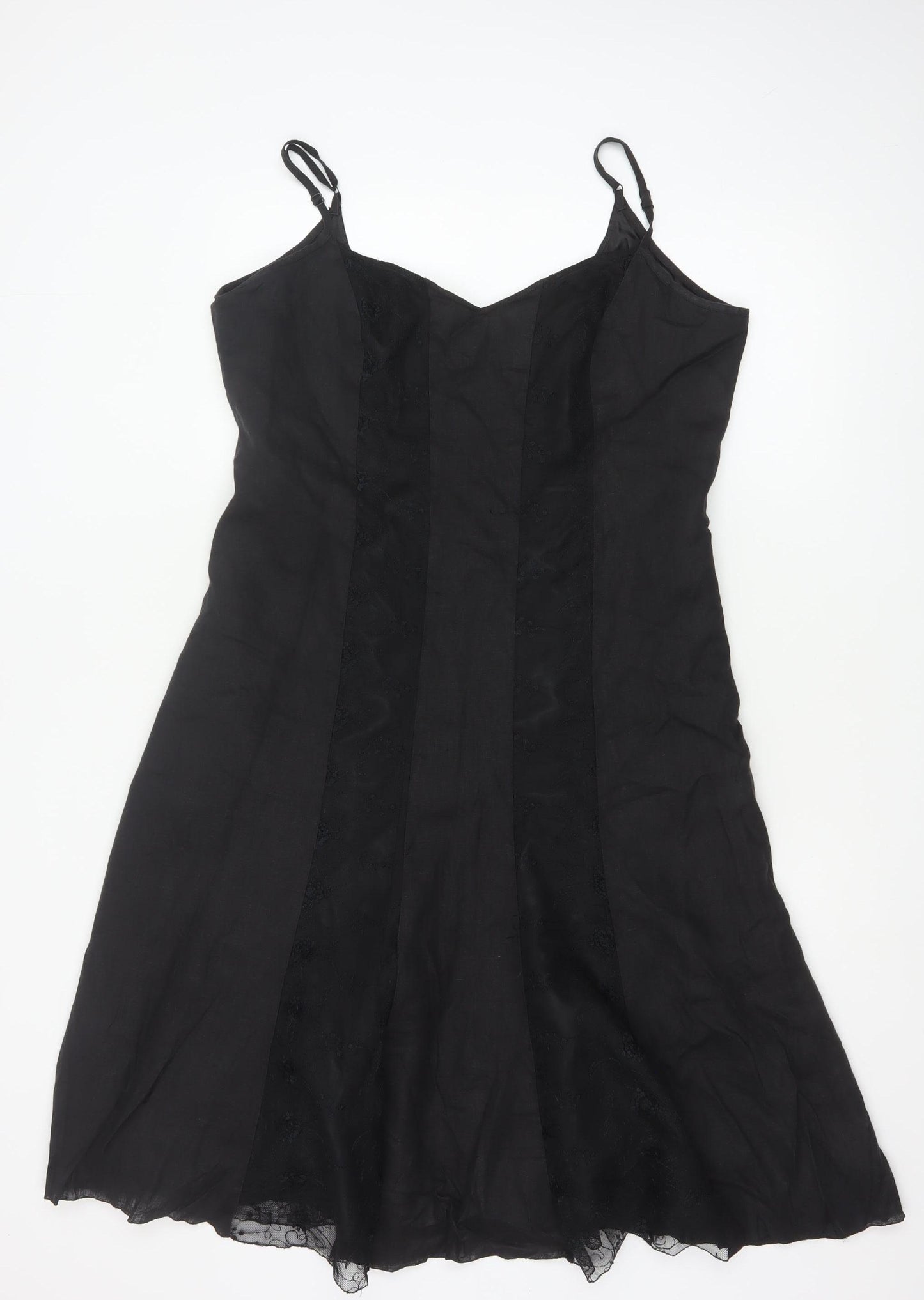 Marks and Spencer Women’s Black Linen Blend Slip Dress Size 16