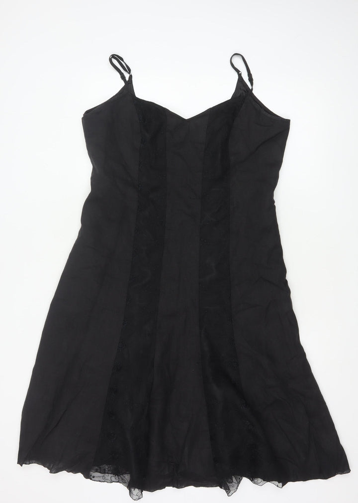 Marks and Spencer Women’s Black Linen Blend Slip Dress Size 16