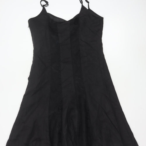 Marks and Spencer Women’s Black Linen Blend Slip Dress Size 16