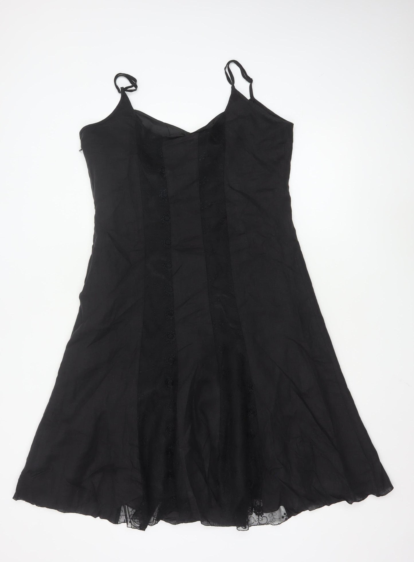Marks and Spencer Women’s Black Linen Blend Slip Dress Size 16