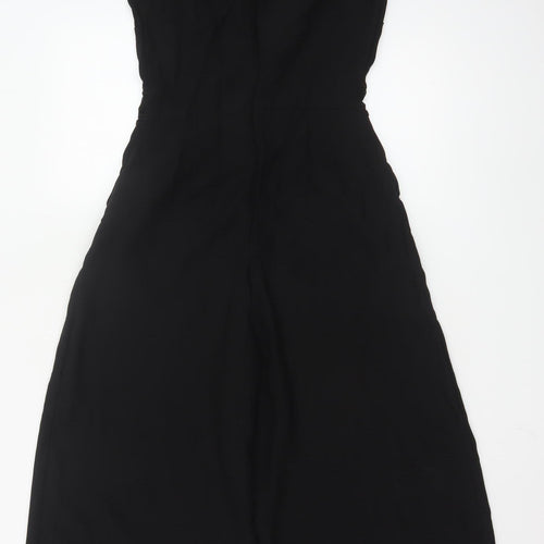 Zara Basic Women Black Sleeveless Lace Trim Jumpsuit Size S