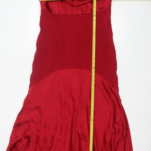 Alexon Women Red Silk Sleeveless Long Fit & Flare Dress Size 14