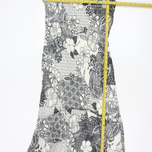BHS Women’s Black Floral Sleeveless Fit & Flare Knee Length Dress Size 14
